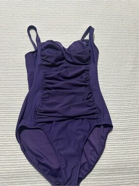 NWOT Miraclesuit Purple Ruched One-Piece Swimsuit